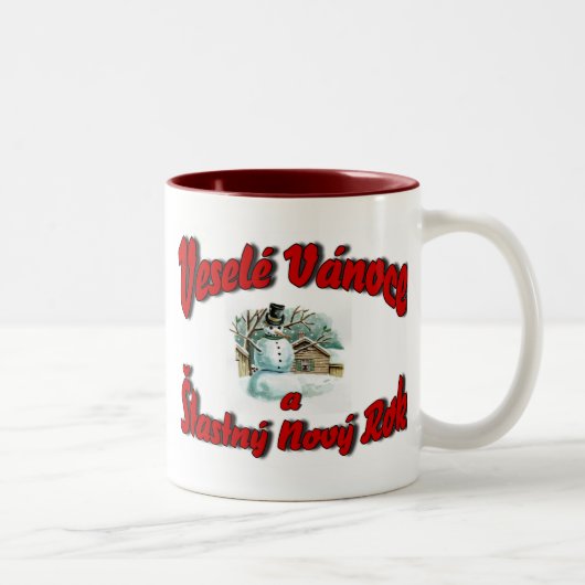 Veselé Vánoce a Šťastný Nový Rok Tweekleurige Koffiemok (Rechts)