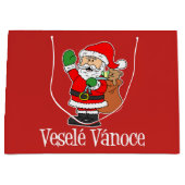 Vesele Vanoce Czech Santa Holiday Red Groot Cadeauzakje (Voorkant)