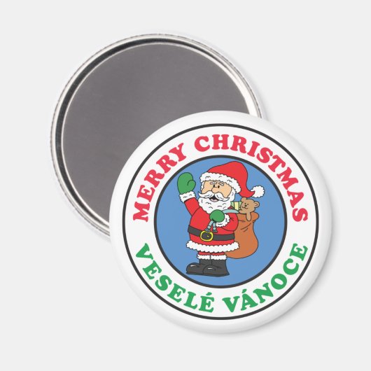 Vesele Vanoce Merry Kerstkerstkerstkerstkerstman T Magneet (Voorkant / Achterkant)