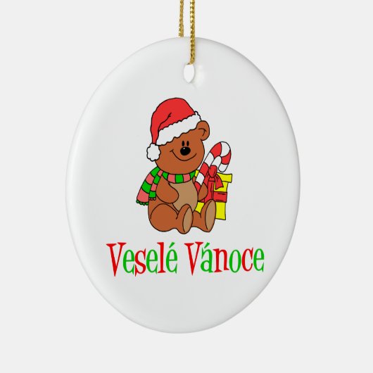 Vesele Vanoce Tsjechisch kerstBeer Keramisch Ornament (Rechts)