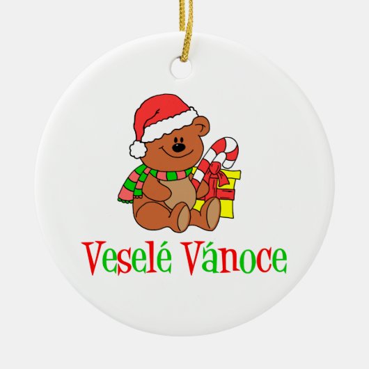 Vesele Vanoce Tsjechisch kerstBeer Keramisch Ornament (Voorkant)