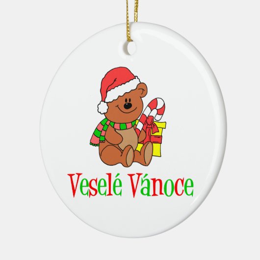 Vesele Vanoce Tsjechisch kerstBeer Keramisch Ornament (Links)
