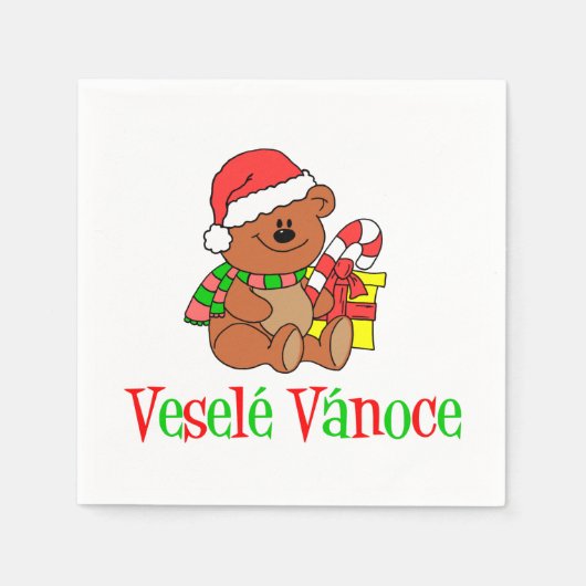 Vesele Vanoce Tsjechisch kerstBeer Napkins Servet (Voorkant)