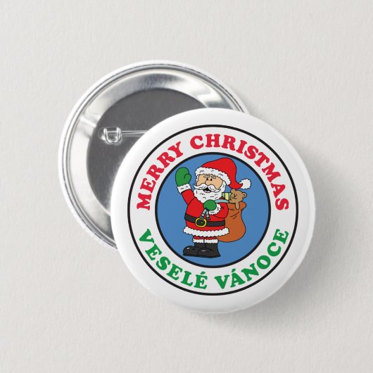 Vesele Vanoce Tsjechische kerstkerstkerstkerstman  Ronde Button 5,7 Cm (Voorkant /achterkant)