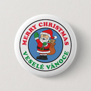 Vesele Vanoce Tsjechische kerstkerstkerstkerstman Ronde Button 5,7 Cm