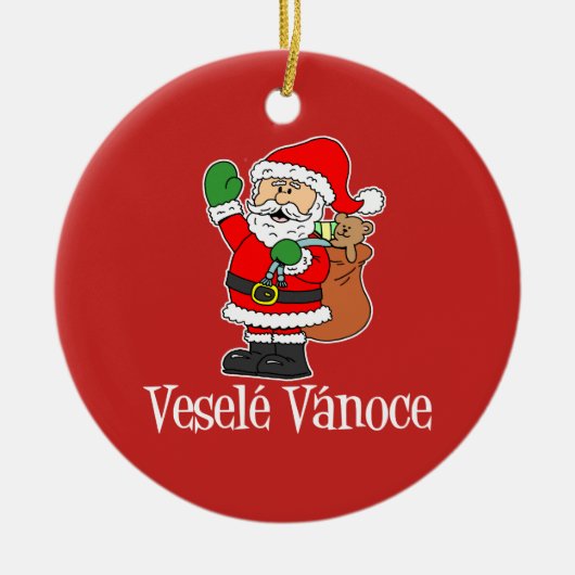 Vesele Vanoce, Tsjechische kerstman (RED) Keramisch Ornament (Voorkant)