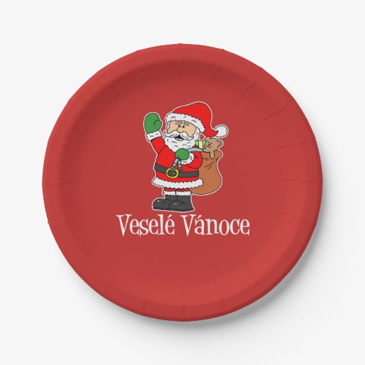 Vesele Vanoce, Tsjechische kerstman (RED) Papieren Bordje (Voorkant)