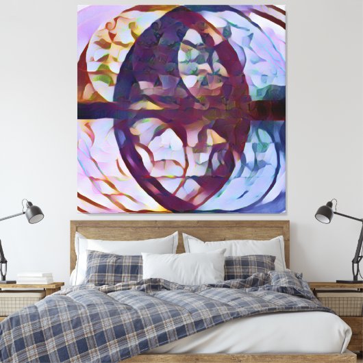 Vesica Piscis 369 | Goud en lavender, Abstract Canvas Afdruk (Insitu (Slaapkamer))