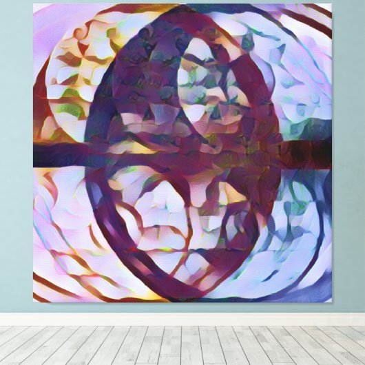 Vesica Piscis 369 | Goud en lavender, Abstract Canvas Afdruk (Insitu (Houten vloer))