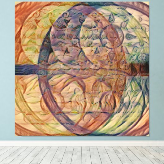 Vesica Piscis 369 | RYB, rood geel blauw Canvas Afdruk (Insitu (Houten vloer))