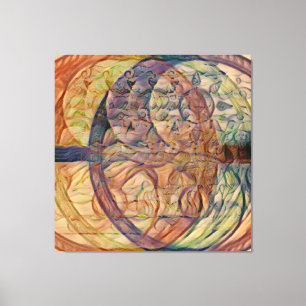 Vesica Piscis 369   RYB, rood geel blauw Canvas Afdruk