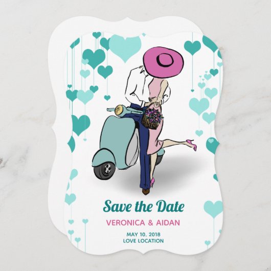 Vespa Koppel Sla de datum op Save The Date (Voorkant / Achterkant)