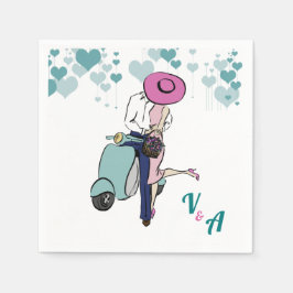 Vespa paar tafel instelling Servetten