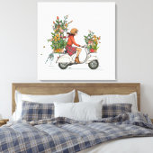 Vespa Scooter meisje met bloemen Canvas Afdruk (Insitu (Slaapkamer))