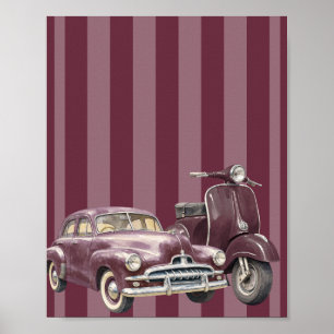 Vespa Vintage Auto Wanddecoratie Poster