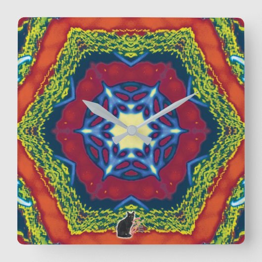 Vesper Kaleidoscoop Vierkante Klok (Voorkant)