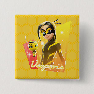 Vesperie en pollen vierkante button 5,1 cm