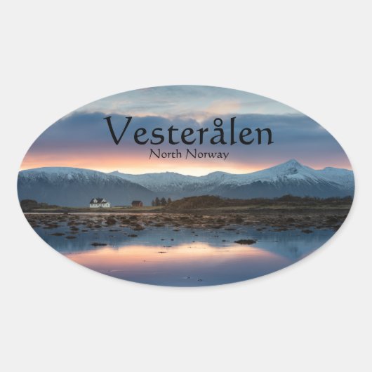 Vesteralen Noorwegen Souvenir Ovale Sticker (Voorkant)