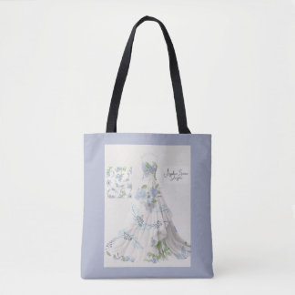 Vestido Floral Azul Tote Bag