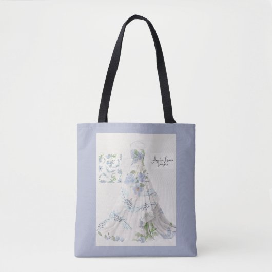 Vestido Floral Azul Tote Bag (Voorkant)