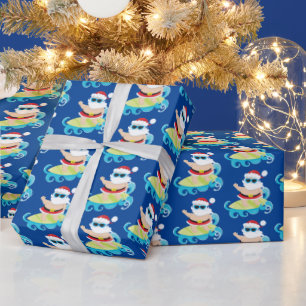 Vestief kerstbetegeld strand surfende kerstman cadeaupapier