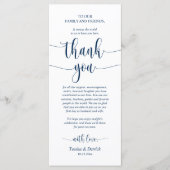 Vestiging bruiloft Hartelijk dank, Navy Blue Card Programmakaart (Voorkant)