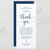 Vestiging bruiloft Hartelijk dank, Navy Blue Card Programmakaart (Voorkant / Achterkant)