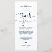 Vestiging bruiloft Hartelijk dank, Navy Blue Card Programmakaart (Voorkant)