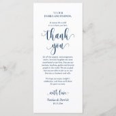 Vestiging bruiloft Hartelijk dank, Navy Blue Card Programmakaart (Voorkant)