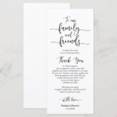 Vestiging bruiloft Hartelijk dank, zwarte letterty Programmakaart (Voorkant / Achterkant)