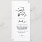 Vestiging bruiloft Hartelijk dank, zwarte letterty Programmakaart (Voorkant / Achterkant)