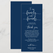 Vestiging van de bruiloft Dank u, Navy Blue, kaart (Voorkant / Achterkant)