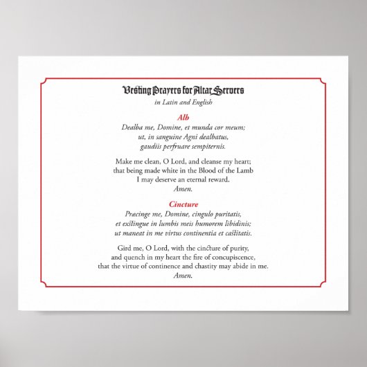 Vesting Prayers for Altar Servers (Alb) Poster (Voorkant)