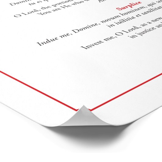 Vesting Prayers for Altar Servers (Cassock) Poster (Hoek)