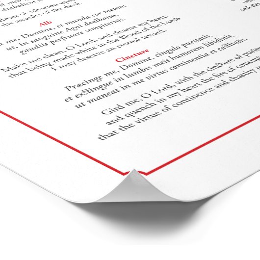 Vesting Prayers for Deacons in het Latijn en Engel Poster (Hoek)