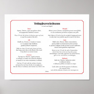 Vesting Prayers for Deacons in het Latijn en Engel Poster