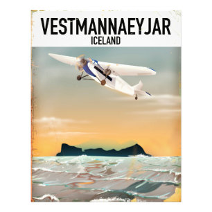 Vestmannaeyjar IJsland reisposter. Foto Afdruk