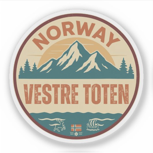 Vestre Toten, Norge Noorwegen Sticker (Voorkant)