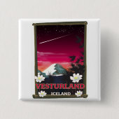 Vesturland IJsland reisposter Vierkante Button 5,1 Cm (Voorkant)