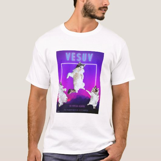 Vesuv Kat 9 Leeft Grappig Neon T-shirt Unisex (Voorkant)