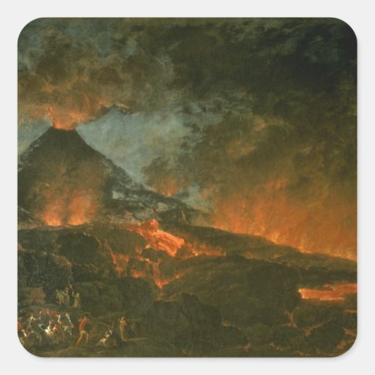 Vesuvius Erupting Vierkante Sticker (Voorkant)