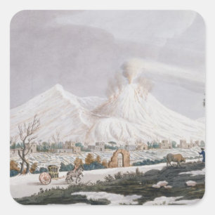 Vesuvius in Snow, bord V van 'Campi Phlegraei: O Vierkante Sticker