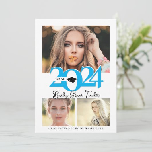 Vet 2024 Afstudeerder Pet 3-foto Collage Blauw Afs Aankondiging (Staand voorkant)