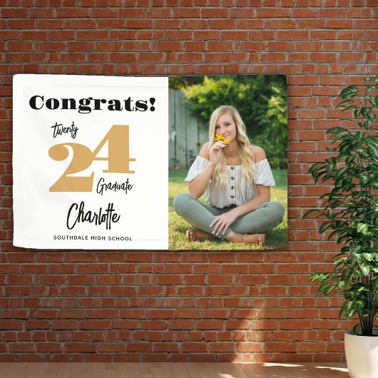 Vet 2024 Gouden Congrats Afstuderen Fotobanner Spandoek