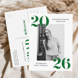 Vet 2025 Groene Lettering Foto Afstudeerfeest Uitnodiging Briefkaart
