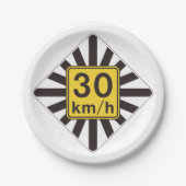 Vet 30 kmh snelheidslimiet Sunburst verkeersbord Papieren Bordje (Voorkant)