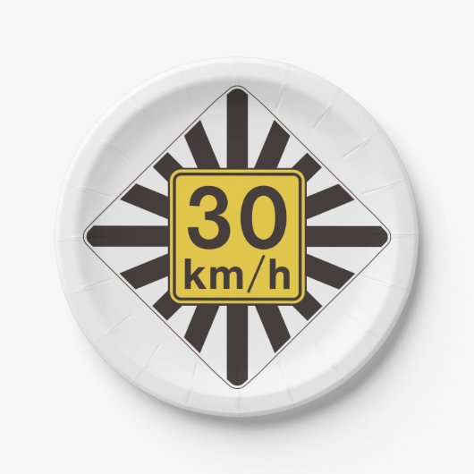 Vet 30 kmh snelheidslimiet Sunburst verkeersbord Papieren Bordje (Voorkant)