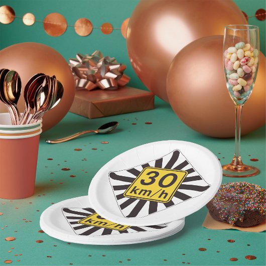 Vet 30 kmh snelheidslimiet Sunburst verkeersbord Papieren Bordje