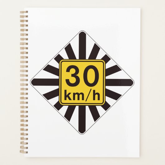 Vet 30 kmh snelheidslimiet Sunburst verkeersbord Planner (Voorkant)