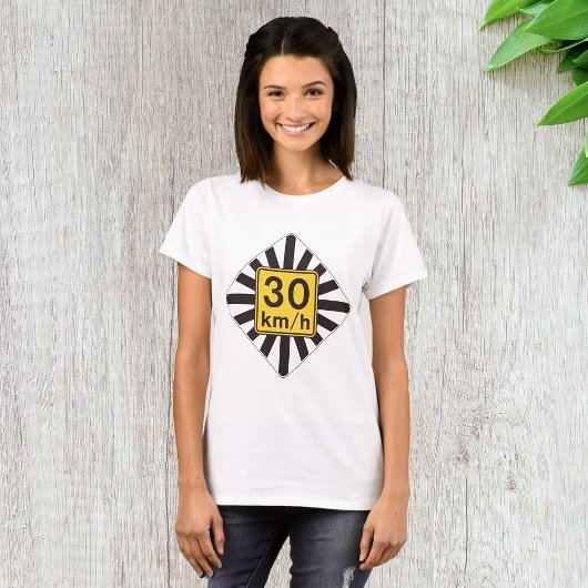 Vet 30 kmh snelheidslimiet Sunburst verkeersbord T-shirt